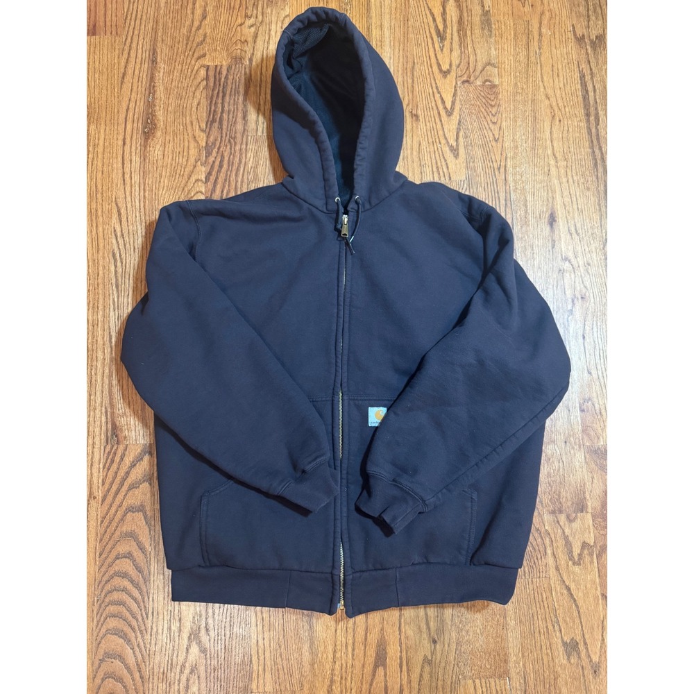 Carhartt Mens Thermal Lined Full Zip Hoodie Black Sweatshirt 104863 XL J149